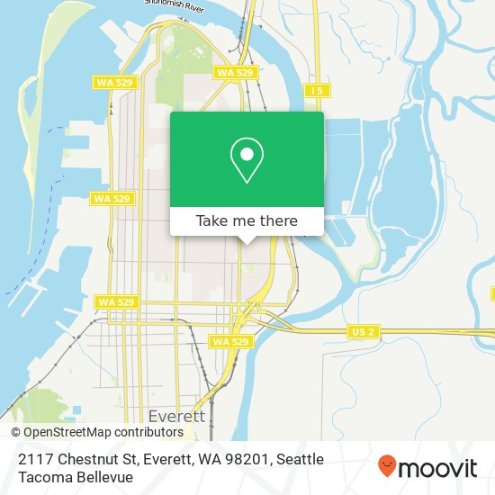 Mapa de 2117 Chestnut St, Everett, WA 98201