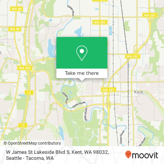 Mapa de W James St Lakeside Blvd S, Kent, WA 98032