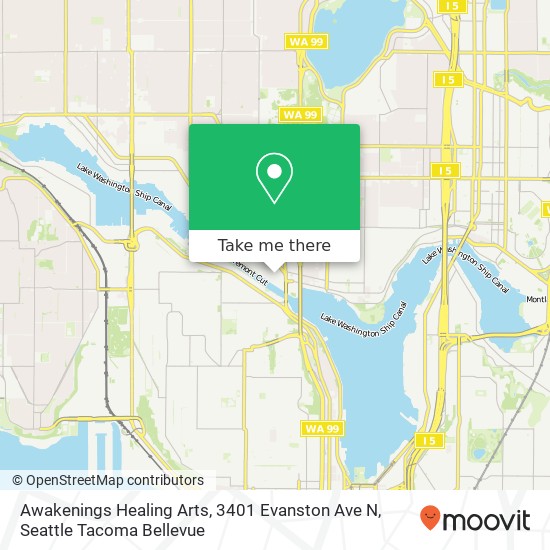 Mapa de Awakenings Healing Arts, 3401 Evanston Ave N