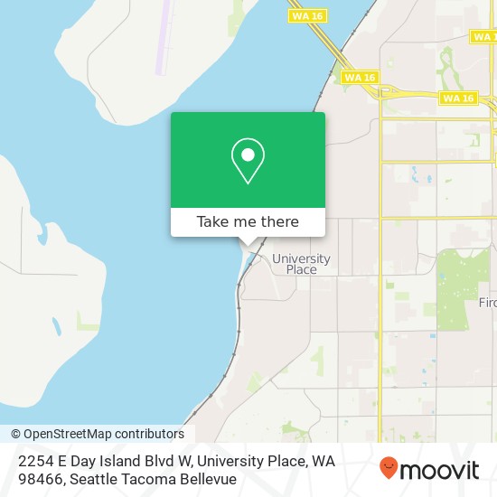 Mapa de 2254 E Day Island Blvd W, University Place, WA 98466