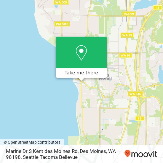 Mapa de Marine Dr S Kent des Moines Rd, Des Moines, WA 98198