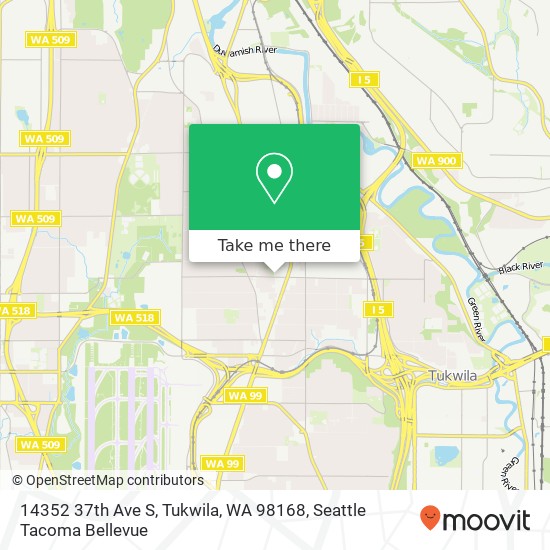 Mapa de 14352 37th Ave S, Tukwila, WA 98168