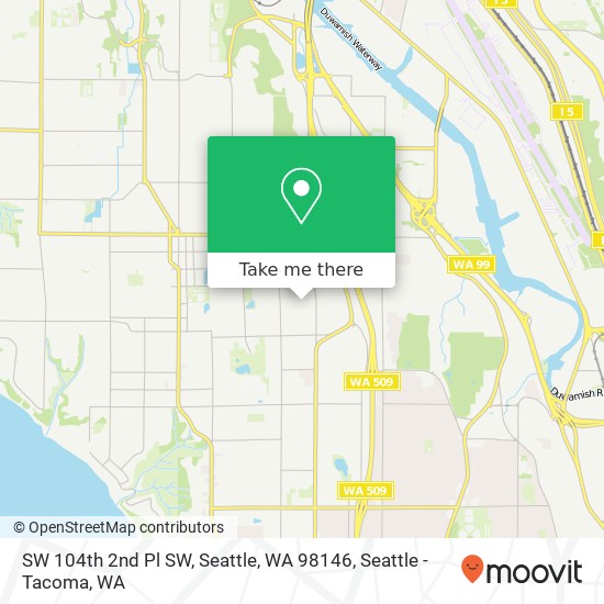 Mapa de SW 104th 2nd Pl SW, Seattle, WA 98146