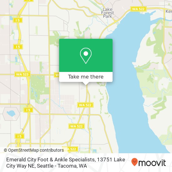 Mapa de Emerald City Foot & Ankle Specialists, 13751 Lake City Way NE