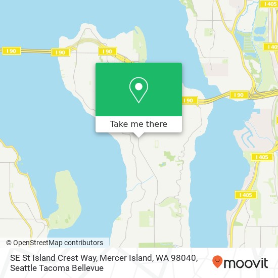 Mapa de SE St Island Crest Way, Mercer Island, WA 98040