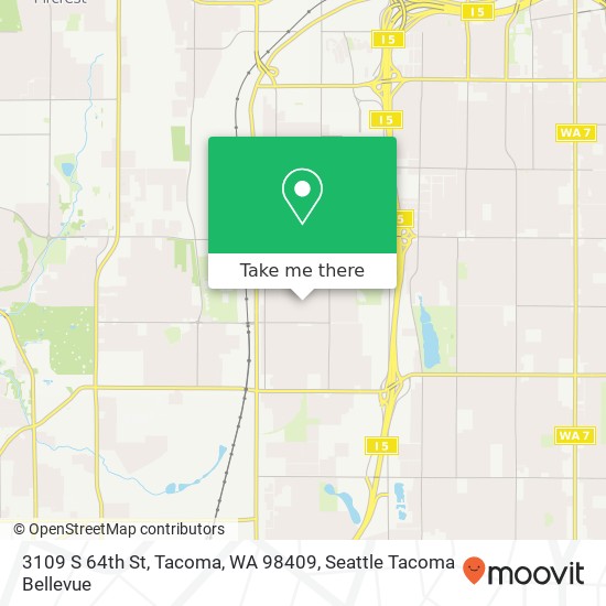 Mapa de 3109 S 64th St, Tacoma, WA 98409