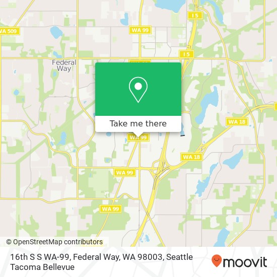 Mapa de 16th S S WA-99, Federal Way, WA 98003