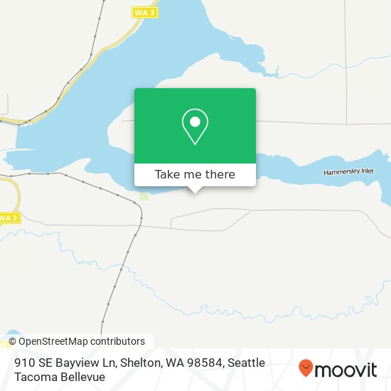 Mapa de 910 SE Bayview Ln, Shelton, WA 98584