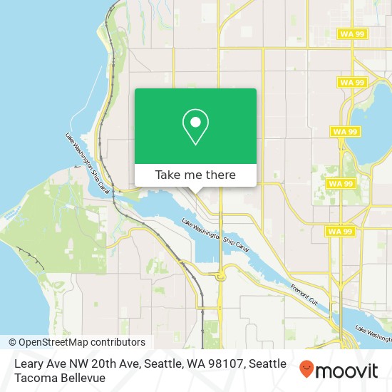 Mapa de Leary Ave NW 20th Ave, Seattle, WA 98107