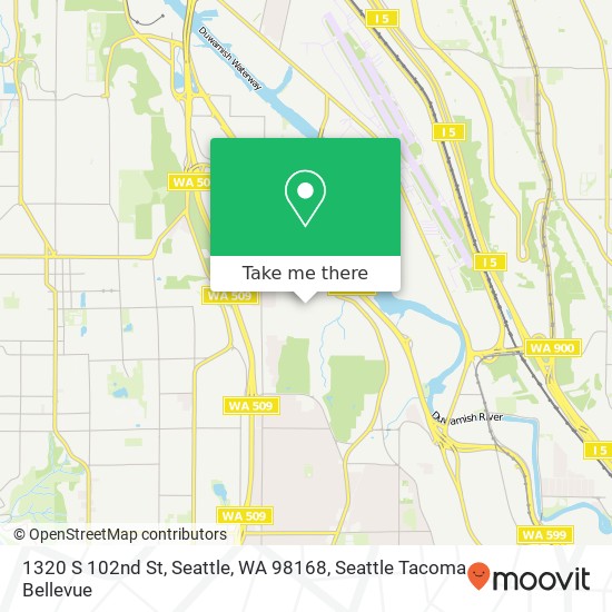 Mapa de 1320 S 102nd St, Seattle, WA 98168