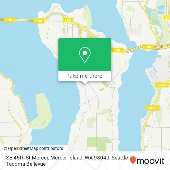 Mapa de SE 45th St Mercer, Mercer Island, WA 98040