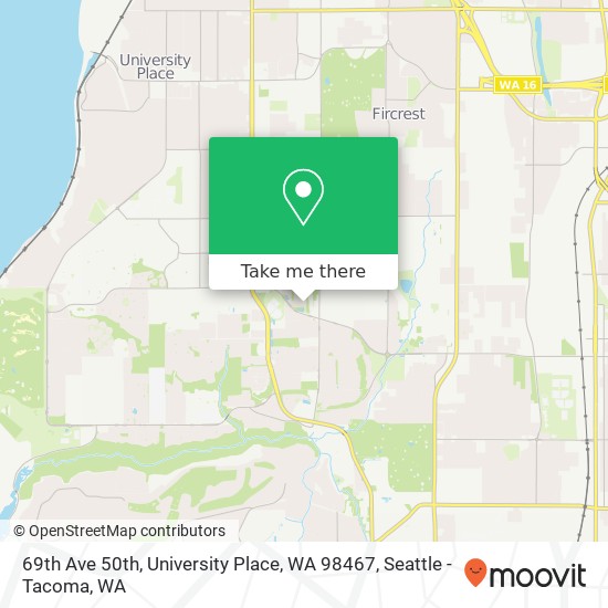 Mapa de 69th Ave 50th, University Place, WA 98467