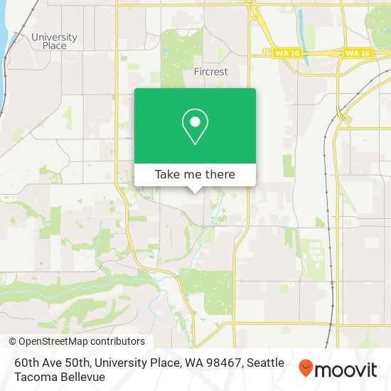 Mapa de 60th Ave 50th, University Place, WA 98467