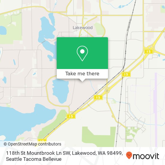 Mapa de 118th St Mountbrook Ln SW, Lakewood, WA 98499