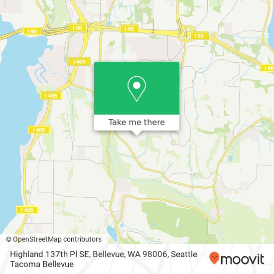 Mapa de Highland 137th Pl SE, Bellevue, WA 98006