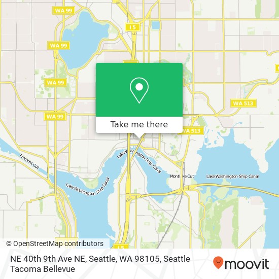 Mapa de NE 40th 9th Ave NE, Seattle, WA 98105