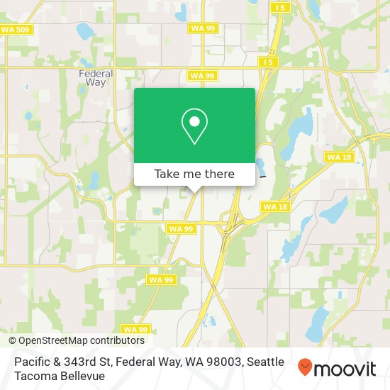 Pacific & 343rd St, Federal Way, WA 98003 map