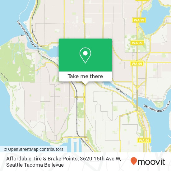 Mapa de Affordable Tire & Brake Points, 3620 15th Ave W