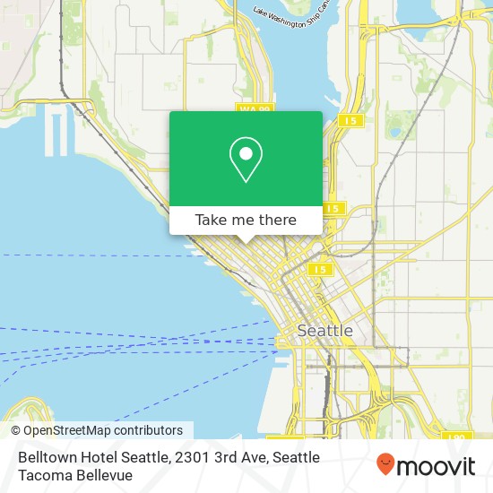 Mapa de Belltown Hotel Seattle, 2301 3rd Ave