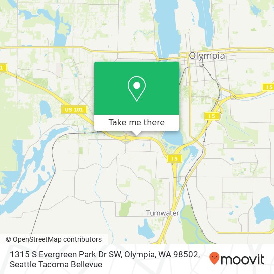 Mapa de 1315 S Evergreen Park Dr SW, Olympia, WA 98502