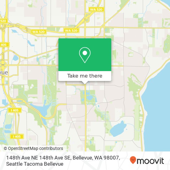 Mapa de 148th Ave NE 148th Ave SE, Bellevue, WA 98007