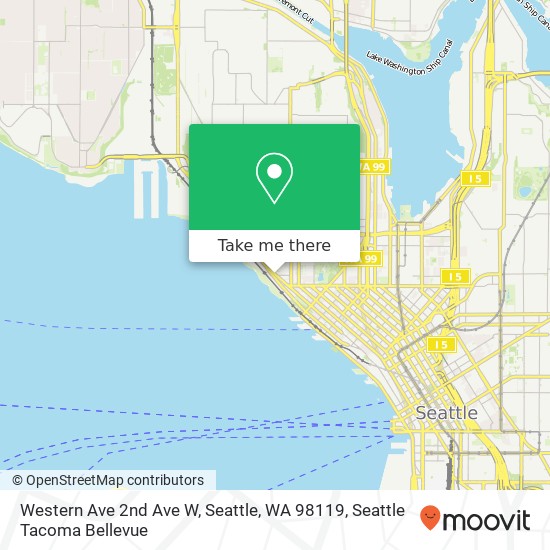 Mapa de Western Ave 2nd Ave W, Seattle, WA 98119