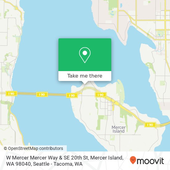 W Mercer Mercer Way & SE 20th St, Mercer Island, WA 98040 map