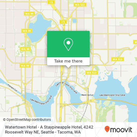 Mapa de Watertown Hotel - A Staypineapple Hotel, 4242 Roosevelt Way NE