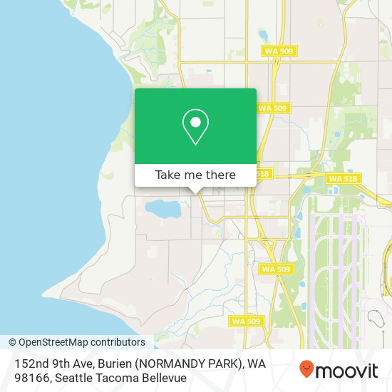 Mapa de 152nd 9th Ave, Burien (NORMANDY PARK), WA 98166