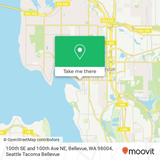Mapa de 100th SE and 100th Ave NE, Bellevue, WA 98004