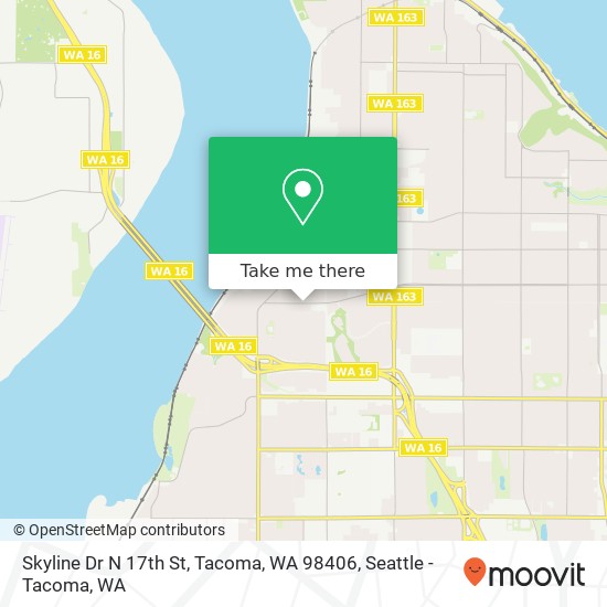 Mapa de Skyline Dr N 17th St, Tacoma, WA 98406