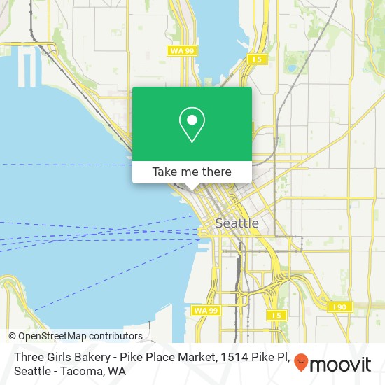 Mapa de Three Girls Bakery - Pike Place Market, 1514 Pike Pl