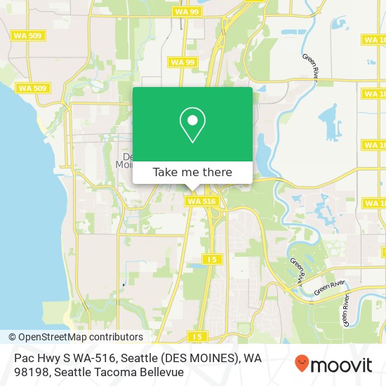 Mapa de Pac Hwy S WA-516, Seattle (DES MOINES), WA 98198