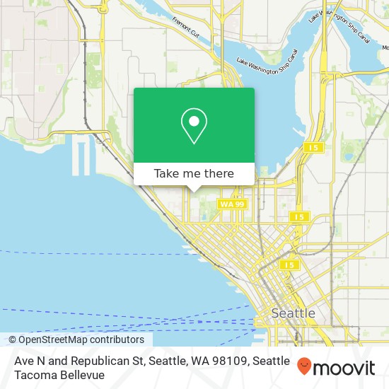 Mapa de Ave N and Republican St, Seattle, WA 98109