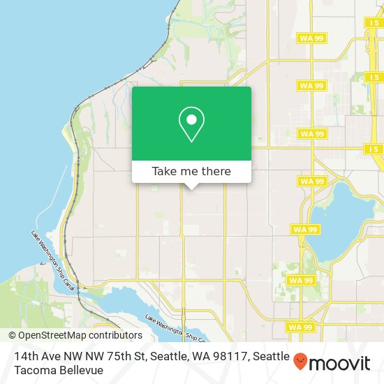 Mapa de 14th Ave NW NW 75th St, Seattle, WA 98117