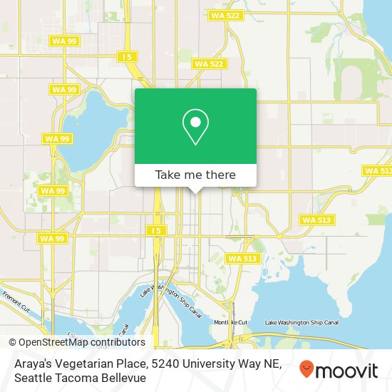 Mapa de Araya's Vegetarian Place, 5240 University Way NE