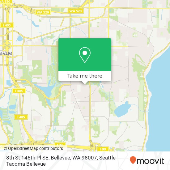 Mapa de 8th St 145th Pl SE, Bellevue, WA 98007