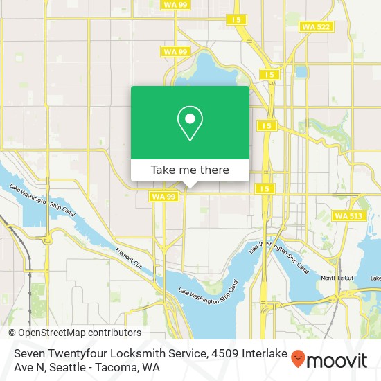 Mapa de Seven Twentyfour Locksmith Service, 4509 Interlake Ave N