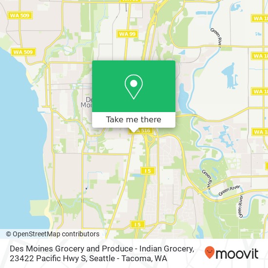 Des Moines Grocery and Produce - Indian Grocery, 23422 Pacific Hwy S map