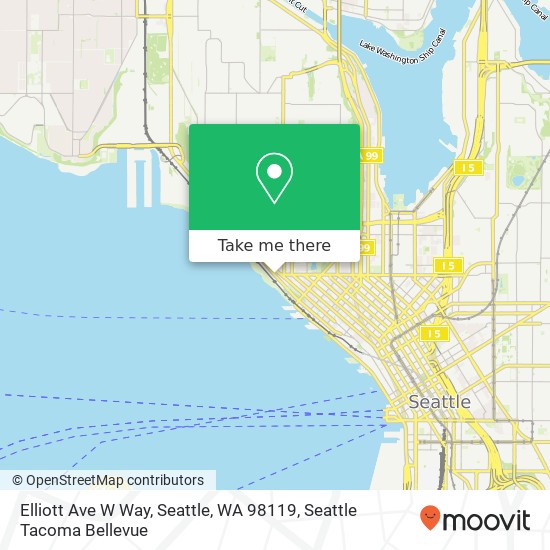 Mapa de Elliott Ave W Way, Seattle, WA 98119