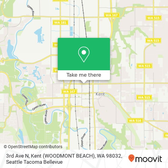 3rd Ave N, Kent (WOODMONT BEACH), WA 98032 map