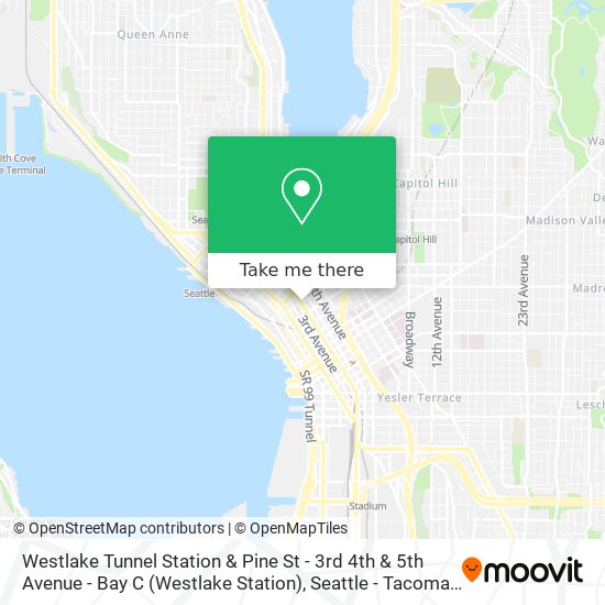 Mapa de Westlake Tunnel Station & Pine St - 3rd 4th & 5th Avenue - Bay C (Westlake Station)