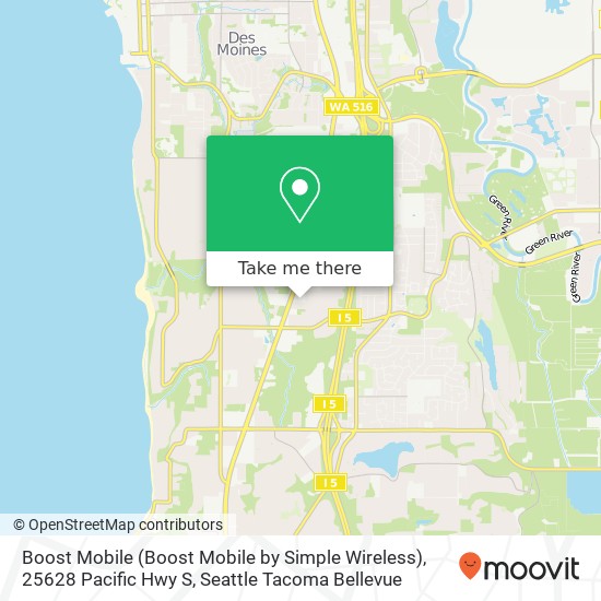 Mapa de Boost Mobile (Boost Mobile by Simple Wireless), 25628 Pacific Hwy S