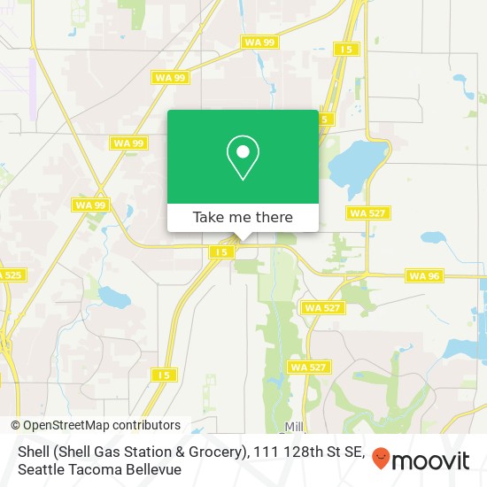 Mapa de Shell (Shell Gas Station & Grocery), 111 128th St SE