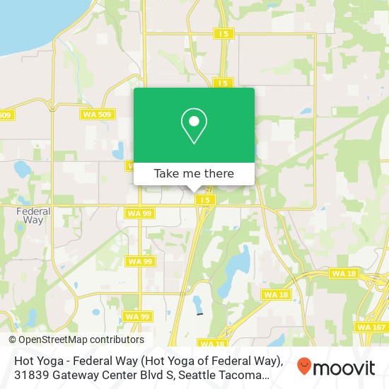 Mapa de Hot Yoga - Federal Way (Hot Yoga of Federal Way), 31839 Gateway Center Blvd S