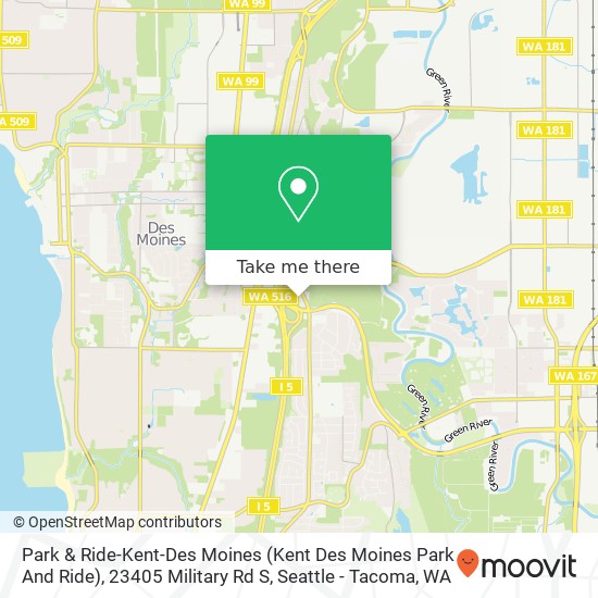 Park & Ride-Kent-Des Moines (Kent Des Moines Park And Ride), 23405 Military Rd S map