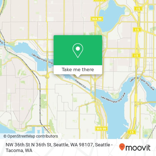 Mapa de NW 36th St N 36th St, Seattle, WA 98107