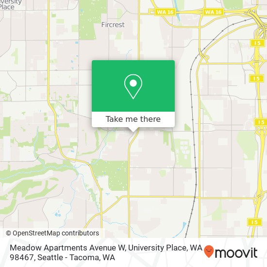 Meadow Apartments Avenue W, University Place, WA 98467 map