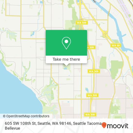 Mapa de 605 SW 108th St, Seattle, WA 98146