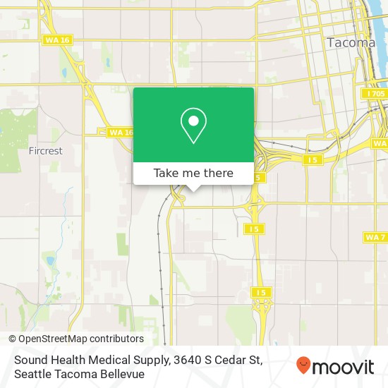 Mapa de Sound Health Medical Supply, 3640 S Cedar St